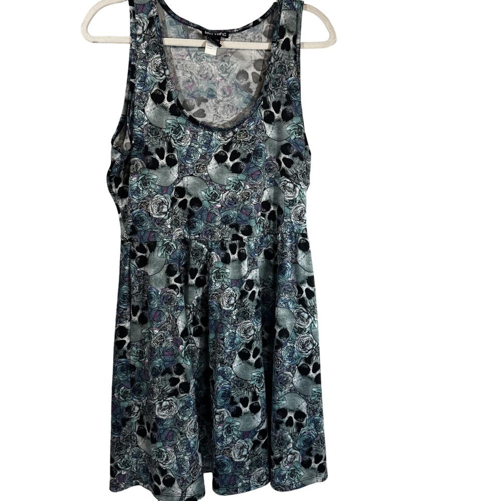 Hot‎ Topic Dress Womens XL Skull Rose Floral Gothic Tank Sleeveless Alt 2010s